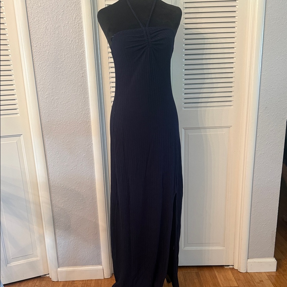 1. State Navy Halter Maxi Dress with Ruched Bodice